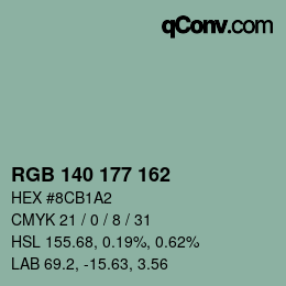 Color code: RGB 140 177 162 | qconv.com