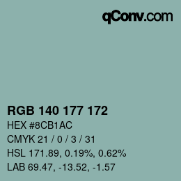 Color code: RGB 140 177 172 | qconv.com