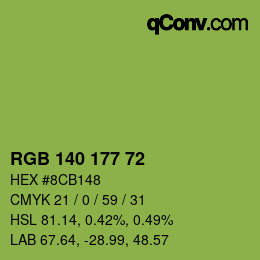 Color code: RGB 140 177 72 | qconv.com