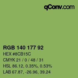 Color code: RGB 140 177 92 | qconv.com