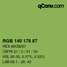 Código de color: RGB 140 178 87 | qconv.com