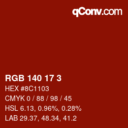颜色代码: RGB 140 17 3 | qconv.com