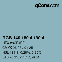 カラーコード: RGB 140 180.4 190.4 | qconv.com