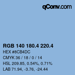 カラーコード: RGB 140 180.4 220.4 | qconv.com