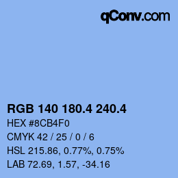 カラーコード: RGB 140 180.4 240.4 | qconv.com