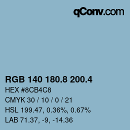 カラーコード: RGB 140 180.8 200.4 | qconv.com