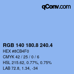 カラーコード: RGB 140 180.8 240.4 | qconv.com