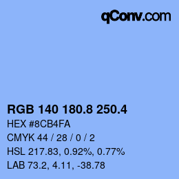カラーコード: RGB 140 180.8 250.4 | qconv.com