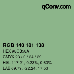 Color code: RGB 140 181 138 | qconv.com