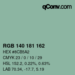 カラーコード: RGB 140 181 162 | qconv.com
