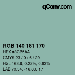 カラーコード: RGB 140 181 170 | qconv.com