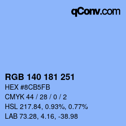 カラーコード: RGB 140 181 251 | qconv.com