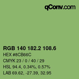 カラーコード: RGB 140 182.2 108.6 | qconv.com