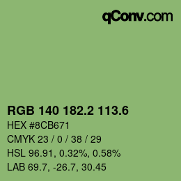 カラーコード: RGB 140 182.2 113.6 | qconv.com