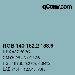 カラーコード: RGB 140 182.2 188.6 | qconv.com