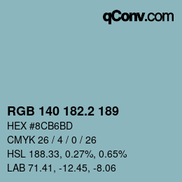 カラーコード: RGB 140 182.2 189 | qconv.com