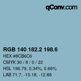 カラーコード: RGB 140 182.2 198.6 | qconv.com