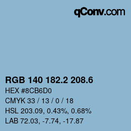 カラーコード: RGB 140 182.2 208.6 | qconv.com