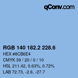 カラーコード: RGB 140 182.2 228.6 | qconv.com