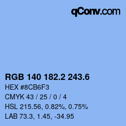 カラーコード: RGB 140 182.2 243.6 | qconv.com