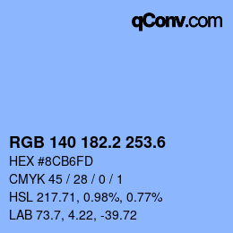 カラーコード: RGB 140 182.2 253.6 | qconv.com