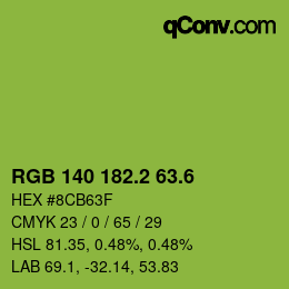 カラーコード: RGB 140 182.2 63.6 | qconv.com