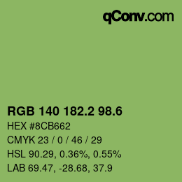 カラーコード: RGB 140 182.2 98.6 | qconv.com