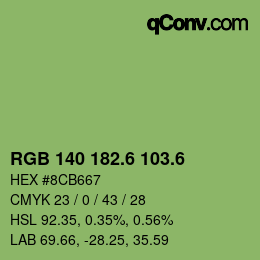 カラーコード: RGB 140 182.6 103.6 | qconv.com