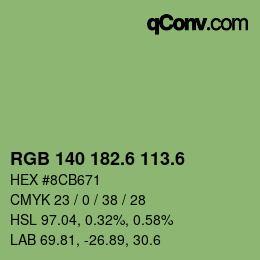 カラーコード: RGB 140 182.6 113.6 | qconv.com