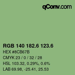 カラーコード: RGB 140 182.6 123.6 | qconv.com