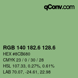 カラーコード: RGB 140 182.6 128.6 | qconv.com