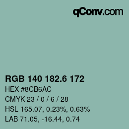 カラーコード: RGB 140 182.6 172 | qconv.com