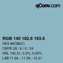 カラーコード: RGB 140 182.6 193.6 | qconv.com