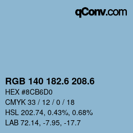 カラーコード: RGB 140 182.6 208.6 | qconv.com
