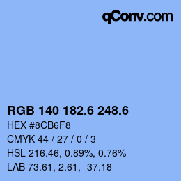 カラーコード: RGB 140 182.6 248.6 | qconv.com