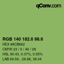 カラーコード: RGB 140 182.6 98.6 | qconv.com