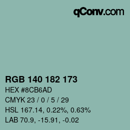 Código de color: RGB 140 182 173 | qconv.com
