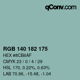 Color code: RGB 140 182 175 | qconv.com