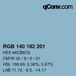 Color code: RGB 140 182 201 | qconv.com