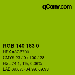 Color code: RGB 140 183 0 | qconv.com