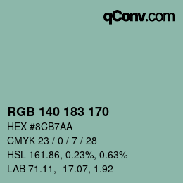 カラーコード: RGB 140 183 170 | qconv.com