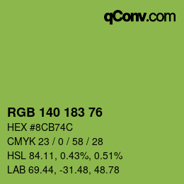 Color code: RGB 140 183 76 | qconv.com