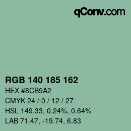 Color code: RGB 140 185 162 | qconv.com