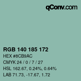 カラーコード: RGB 140 185 172 | qconv.com