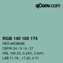 カラーコード: RGB 140 185 174 | qconv.com