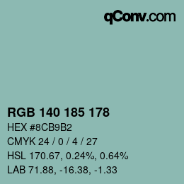 カラーコード: RGB 140 185 178 | qconv.com