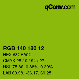 Color code: RGB 140 186 12 | qconv.com