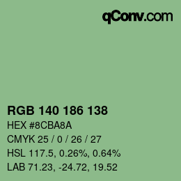 Color code: RGB 140 186 138 | qconv.com