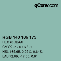 Color code: RGB 140 186 175 | qconv.com