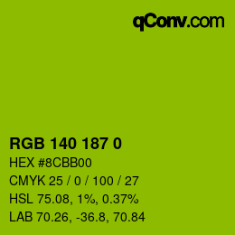 Color code: RGB 140 187 0 | qconv.com